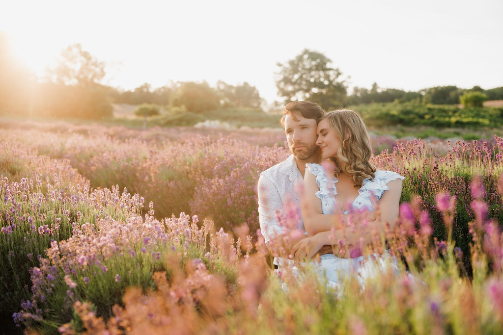 lavender field engagement photos in traverse city at brys estate