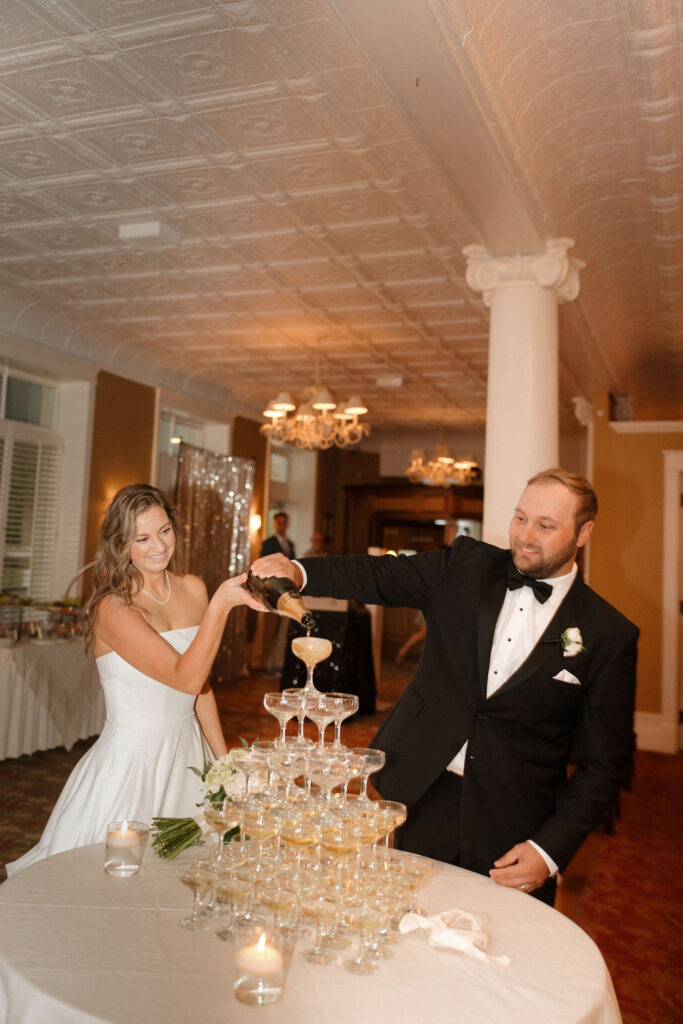 champagne tower wedding portraits 