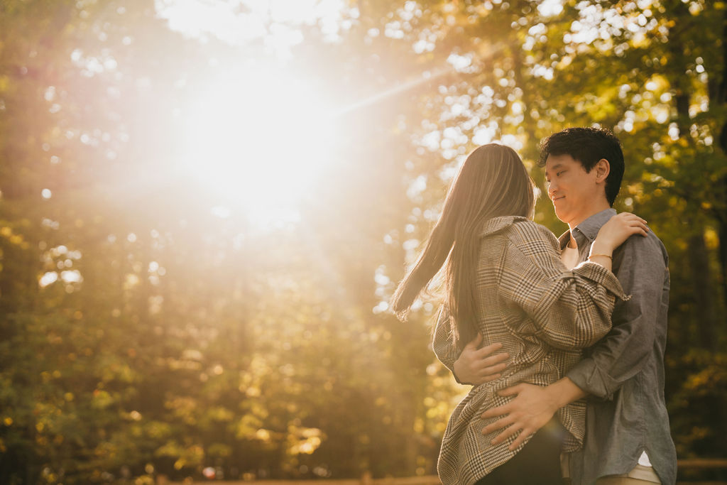 Golden hour Northern Michigan proposal photos in the fall.