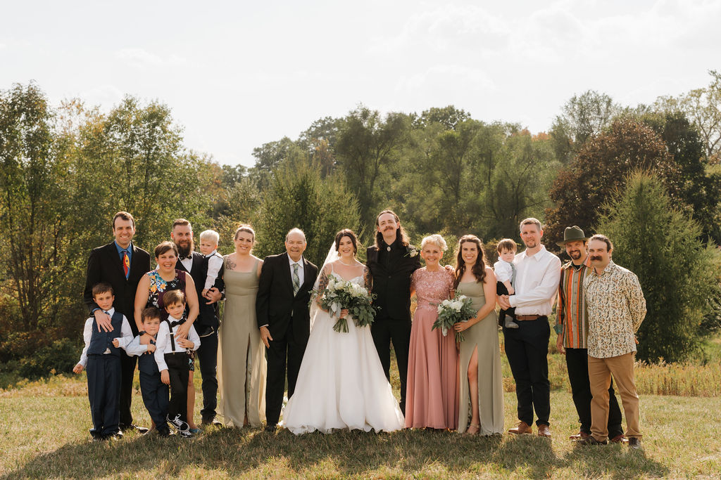 large family photos after the ceremony of a brooklyn michigan micro wedding
